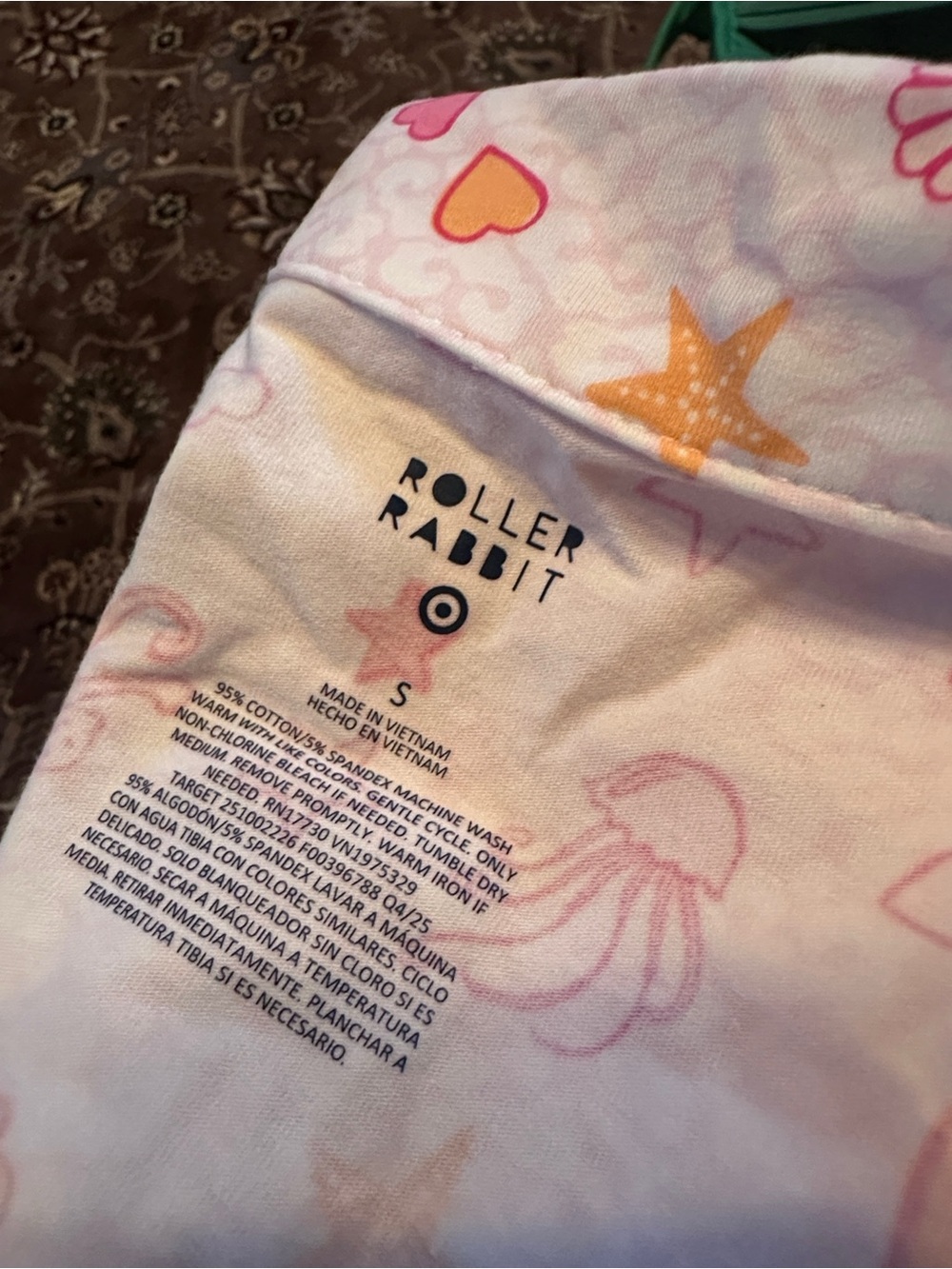 🐙 Roller Rabbit Sea Life Pink and Peach Cotton Pajama Set 🐒 - Picture 9 of 11
